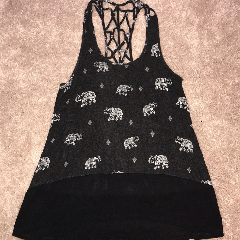 Black elephant print blouse